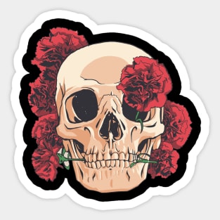 Skull With Flowers - Hand Drawn Sticker